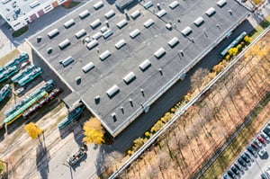 Aerial Top View of Warehouse Roof